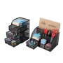 Set da scrivania in rete, contenitore multifunzione per cancelleria, cestini organizer e mini cassettiera con 3 cassetti, per fo