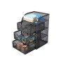 Set da scrivania in rete, contenitore multifunzione per cancelleria, cestini organizer e mini cassettiera con 3 cassetti, per fo