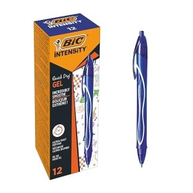 BIC Penne Gel, Gel-ocity Quick Dry, Colore Blu, Punta Media (0.7 mm), Scatola da 12, Inchiostro Scorrevole, Asciugatura Rapida