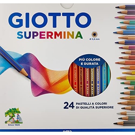 Giotto- Fila Astuccio 24 Supermina Diametro Mina 3,8Mm Pastelli A Matita Gioco 118, Multicolore, 8000825235818