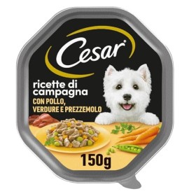 Cesar Ricette di Campagna Cibo per Cane con Pollo e Misto di Verdurine 150 g - 14 Vaschette