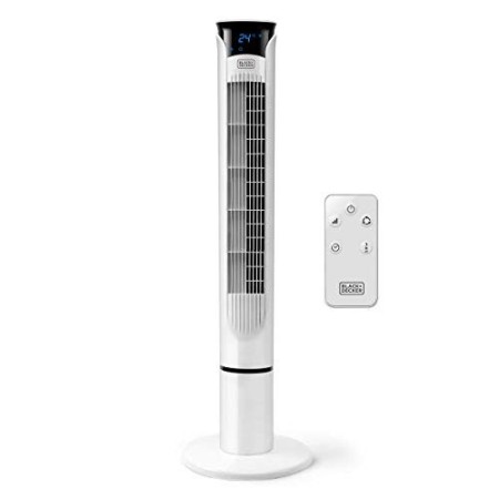 BLACK+DECKER BXEFT49E Ventilatore a Torre Digitale Oscillante, con Telecomando, Altezza 109 cm, Silenzioso 3 Velocità 3 Modi Ti