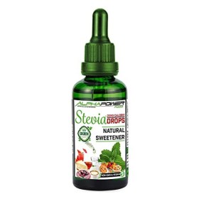 ALPHAPOWER FOOD® Stevia pura 100%, dolcificante liquida - Gocce, naturale & vegan - Ingredienti naturali 1x 50ml, senza zuccher