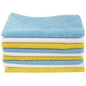 AmazonBasics – Panni in microfibra (confezione da 24 unità), color bianco, celeste e giallo