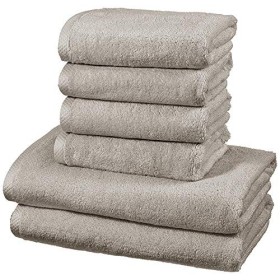 Amazon Basics - Set di asciugamani ad asciugatura rapida, 2 pezzi, 2 teli bagno + 4 asciugamani - Platino