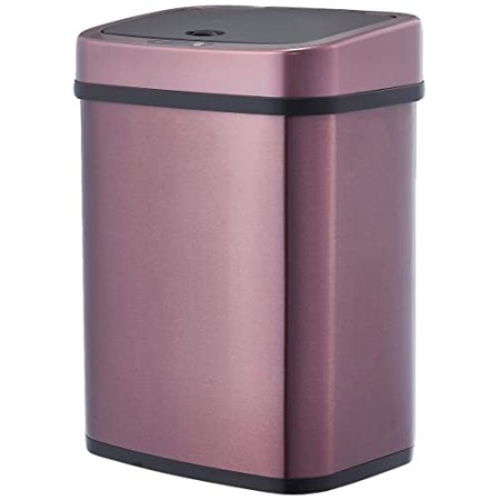 AmazonBasics - Pattumiera in acciaio inox, automatica, rettangolare, da 12 litri