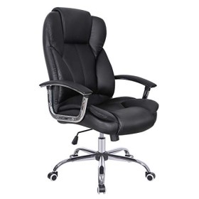 Songmics OBG57B Sedia da Ufficio con Sedile Largo, Cuscino Portatesta e Seduta Spessa, Altezza Regolabile, Design Ergonomico, Po