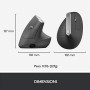 Logitech MX Mouse Verticale Wireless Ergonomico, Multi-Dispositivo, Bluetooth o 2.4 GHz Ricevitore USB Unifying, Rilevamento Ott