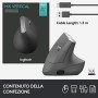 Logitech MX Mouse Verticale Wireless Ergonomico, Multi-Dispositivo, Bluetooth o 2.4 GHz Ricevitore USB Unifying, Rilevamento Ott