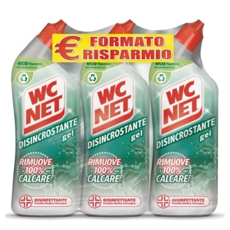 Wc Net Disincrostante Disinfettante Gel per Sanitari e Superfici, Pulitore Liquido per Wc, 700 ml x 3 Confezioni