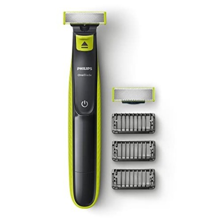 Philips QP2520/30 OneBlade Rade, Regola e rifinisce la barba di qualsiasi lunghezza, 3 Pettini Regolabarba + 1 Lama di Ricambio