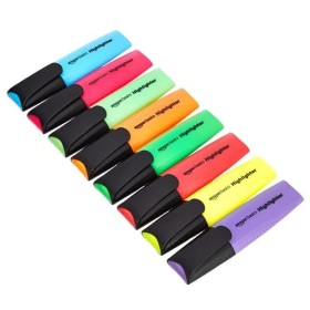 AmazonBasics - Evidenziatori a forma piatta allungata, colori assortiti, confezione da 8