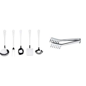 Alessi AJM19S5 L Set di Mestoli da Cucina di Design in Acciaio Inossidabile 18/10, 5 Pezzi & 502 Molla per Spaghetti di Design i