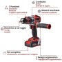 Einhell 4513861 Te-CD 18 Li-I Bl, Trapano a Percussione 2X2.0 Ah, Aluminio, Nero, Rosso