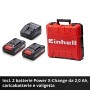 Einhell 4513861 Te-CD 18 Li-I Bl, Trapano a Percussione 2X2.0 Ah, Aluminio, Nero, Rosso