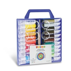 Morocolor PRIMO, Tempere per dipingere 22 colori valigetta con coperchio tavolozza e pennelli tempere lavabili per bambini color