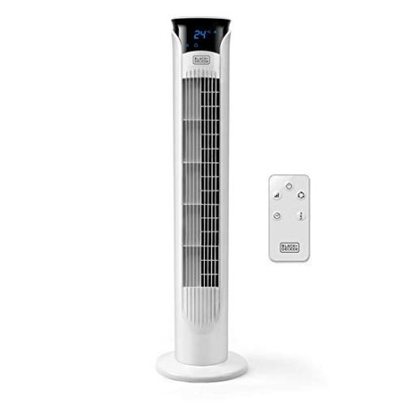 BLACK+DECKER BXEFT48E Ventilatore a Torre Digitale Oscillante e Silenzioso, con Telecomando, Altezza 81 cm, 3 Velocità 3 Modi T