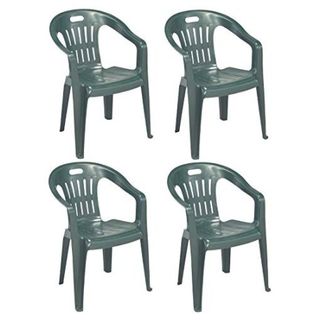 PROGARDEN Diva 4 Pz Poltrona Sedia Piona in Dura Resina di plastica Verde impilabile con braccioli per casa Giardino Bar sagra C