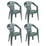 PROGARDEN Diva 4 Pz Poltrona Sedia Piona in Dura Resina di plastica Verde impilabile con braccioli per casa Giardino Bar sagra C