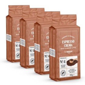Marchio Amazon - Happy Belly Caffè tostato macinato "Espresso Crema" (4 x 250g)