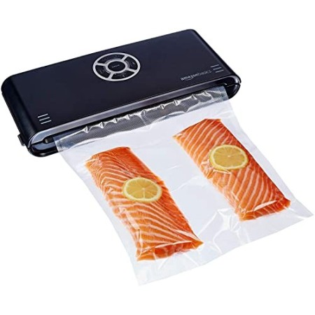 AmazonBasics, Macchina sigillatrice per sottovuoto, Larghezza di sigillatura 30 cm,10 sacchetti per sottovuoto inclusi, Nero