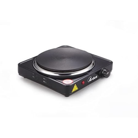 Ardes AR1F19 Fornello Elettrico TIKAPPA F19 in Acciaio Verniciato Diametro Piastra 18,5 cm in Ghisa con Termostato, 1500 W, Nero