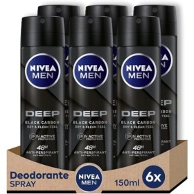 NIVEA Men Deep Deodorante Spray da Uomo, Dry & Clean Feel, 150 ml, Confezione da 6 Pezzi