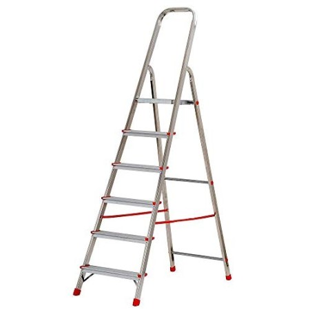 Scala domestica 6 gradini in alluminio portata 150kg Eurodomus E6/N Altezza 188 cm