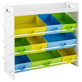 SONGMICS Scaffale per Giocattoli con 9 Contenitori di Tessuto Rimovibili, Mobile Portaoggetti per Bambini, Cameretta, Struttura 