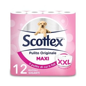 Scottex Pulito Gigante Carta Igienica, 12 Maxi Rotoli, 500 Strappi, 125 Gr