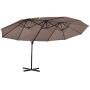 Outsunny Ombrellone Doppio in Acciaio e Poliestere Anti-UV Impermeabile con Manovella, Colore: Marrone, 270 x 440 x 250cm