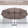 Outsunny Ombrellone Doppio in Acciaio e Poliestere Anti-UV Impermeabile con Manovella, Colore: Marrone, 270 x 440 x 250cm