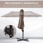 Outsunny Ombrellone Doppio in Acciaio e Poliestere Anti-UV Impermeabile con Manovella, Colore: Marrone, 270 x 440 x 250cm