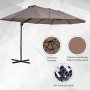 Outsunny Ombrellone Doppio in Acciaio e Poliestere Anti-UV Impermeabile con Manovella, Colore: Marrone, 270 x 440 x 250cm