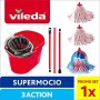 Vileda Supermocio Box Sistema Lavapavimenti, Set con Strizzatore, Secchio, Manico 3 Pezzi, 1 Fiocco 3Action XL, 2 Fiocchi Microf