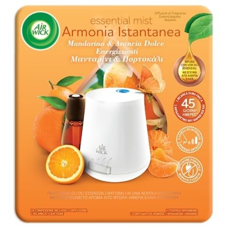 Air Wick Diffusore di Fragranza con Oli Essenziali – 1 Kit: Gadget + ricarica fragranza Mandarino e Arancia Dolce
