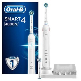 Oral-B Smart 4 4000N Spazzolino Elettrico Ricaricabile , 1 Spazzolino Nero Connesso con Bluetooth, 2 Testine di Ricambio, 1 Cust