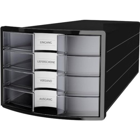 HAN 1012-363 Cassettiera IMPULS, design innovativo ed attrattivo di alta qualità. Con 4 cassetti chiusi e con grandi etichette 