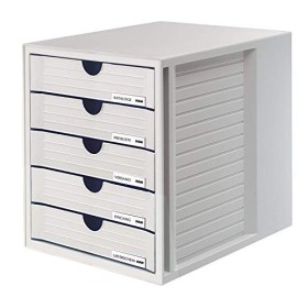 HAN 1450-11, Cassettiera System-Box, design attrattivo ed innovativo con 5 cassetti chiusi, grigio chiaro