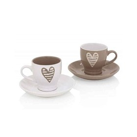 Brandani 55676, tazzina caffe Batticuore colore tortora e avorio set 2 pezzi in stoneware