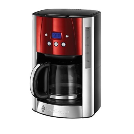Russell Hobbs Luna Macchina del caffè Americano, 1000 W, 12 Tazze, Acciaio Inossidabile, 1.5L, Rosso