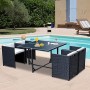 Outsunny Set Mobili da Giardino 5pz Set Tavolo da Pranzo con 4 Sedie con Cuscini Combinabili a Rettangolo