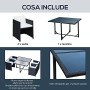 Outsunny Set Mobili da Giardino 5pz Set Tavolo da Pranzo con 4 Sedie con Cuscini Combinabili a Rettangolo