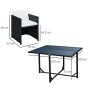 Outsunny Set Mobili da Giardino 5pz Set Tavolo da Pranzo con 4 Sedie con Cuscini Combinabili a Rettangolo