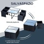 Outsunny Set Mobili da Giardino 5pz Set Tavolo da Pranzo con 4 Sedie con Cuscini Combinabili a Rettangolo