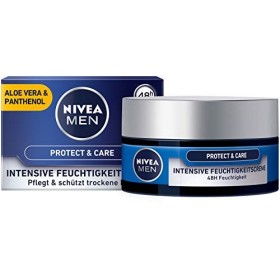 Nivea Men, crema idratante Protect & Care, nutre la pelle con aloe vera e pantenolo e la protegge dalla secchezza, 50 ml (etiche